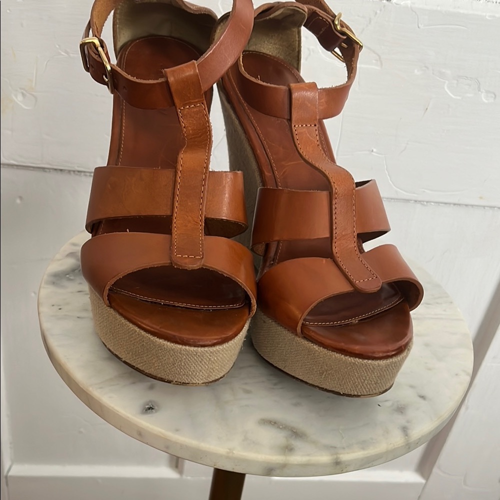 J. Crew Leather Wedge Platform Sandals
